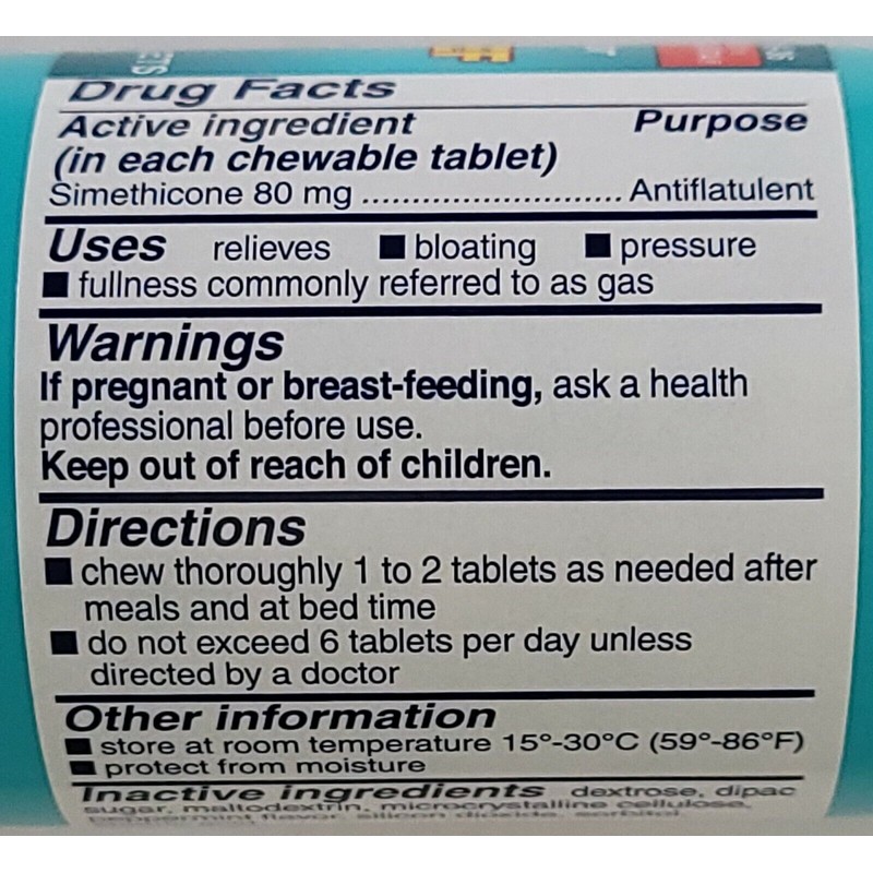 CertifiedPlus GAS RELIEF Bloating Pressure Chewable Mint Flavor Tablets 36/Pk