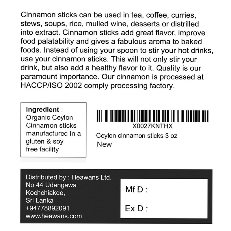Organic Ceylon Cinnamon Sticks From Ceylon Sri Lanka 3 oz
