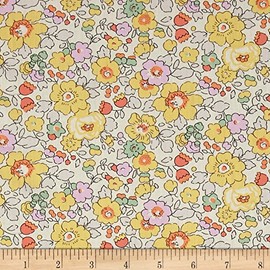 Liberty Fabrics Classic Tana Lawn Betsy Yellow, Fabric by the Yard