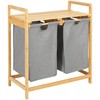 Lineslife Laundry Hamper and Shelf, 2 Section Bamboo Laundry Basket