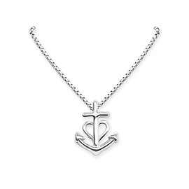 Tiny and Dainty Sterling Silver Faith Hope and Charity Necklace for Women and Teen Girls, Carmargue Cross Anchor Heart Necklace, Goddaughter Gift Necklace (18 inches)