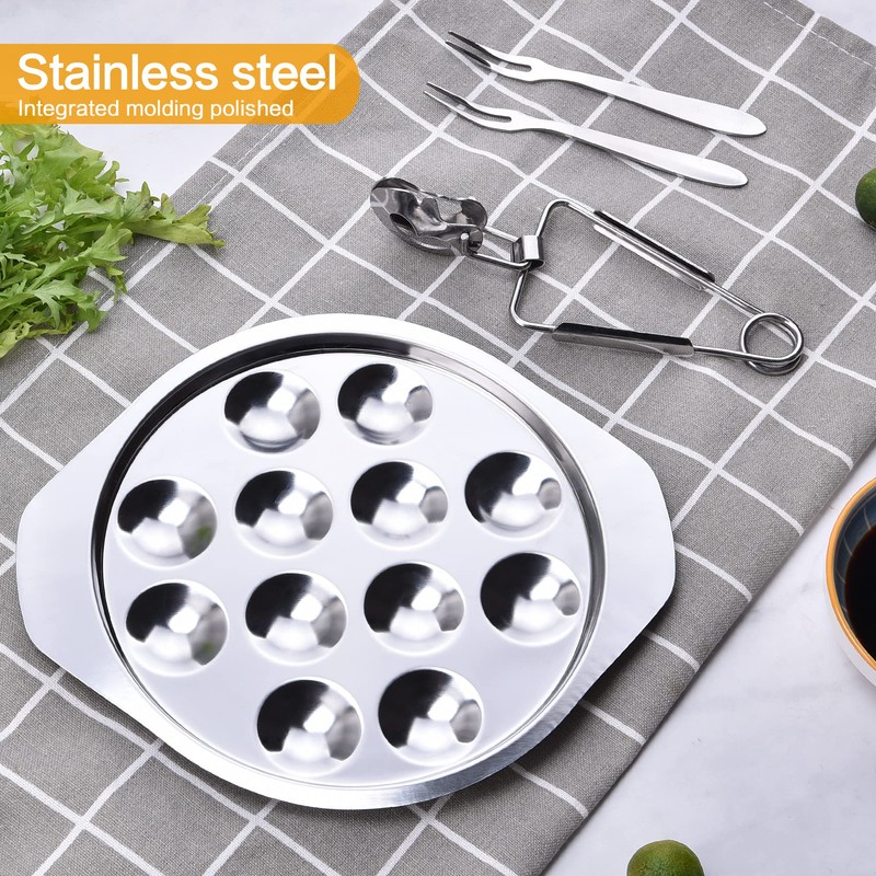 StnKitchExplor 4pcs Set of Escargot Tool Stainless Steel Snail 4