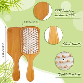 Weysat 48 Pack Bamboo Hair Brushes Bulk Wooden Paddle Detangling Hairbrush with Air Cushion, Anti Static Scalp Massage Brush for Women Men, DIY Gift, Salon, Travel, All Hair Types (White)