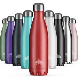 Mont-Clair Stainless Steel Drinking Bottle, Thermos Flask, BPA-Free, Water Bottle, Stainless Steel Drinking Bottle 500 ml, 24 Hours Cold and 12 Hours Warm, Leak-Proof, Thermos Drinking Bottle, Red