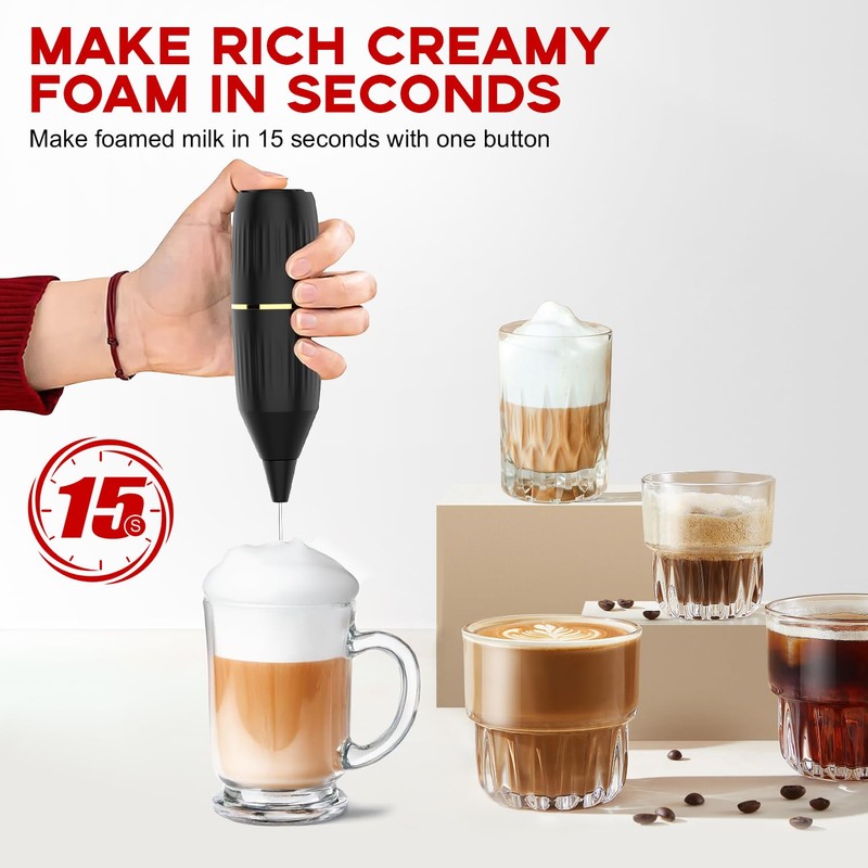 Homexup Handheld Milk Frother 14,000 RPM Drink Mixer Wand with