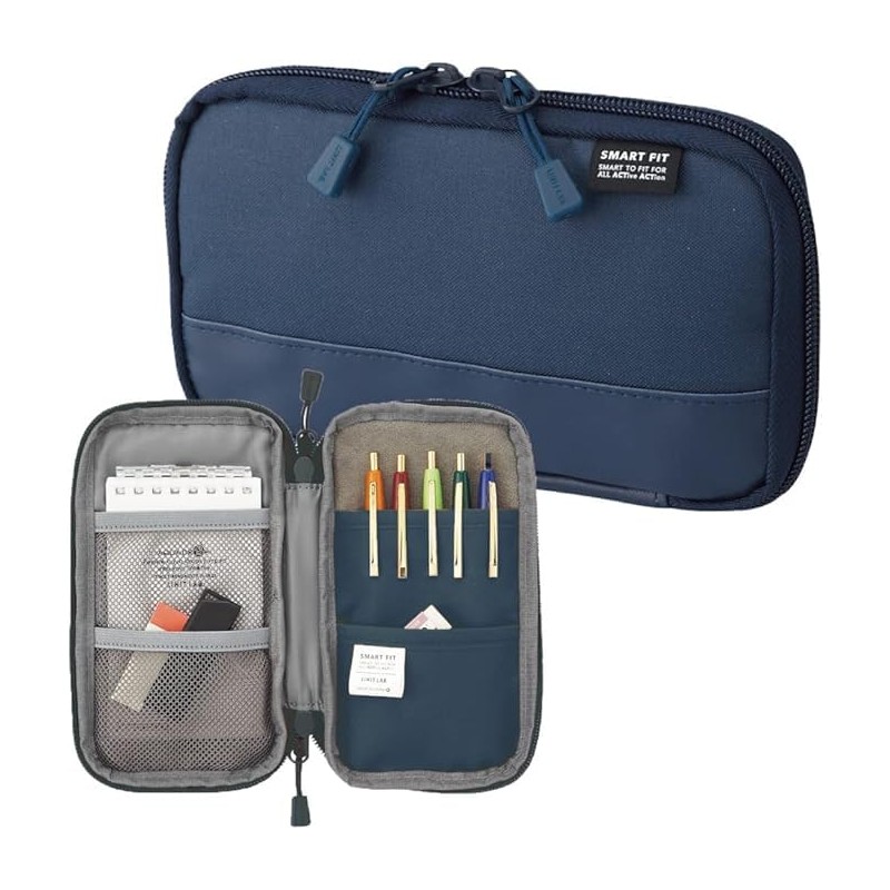 Lihit Lab Stationery Gadget Storage Compact Pen Case, Navy A7687-11