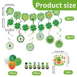 St. Patrick's Day Bunting Decorations DIY Happy St. Patrick’s Day Banner and Shamrock Banner Garland and Spiral Ornaments for Irish Party Decoration