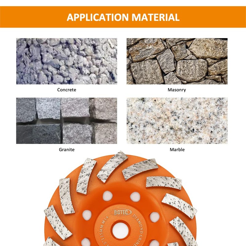 BGTEC Diamond Turbo Row Grinding Cup Wheel for Marble Concrete