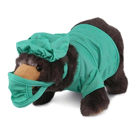 DolliBu Standing Wild Black Bear Doctor Plush Toy - Super Soft Bear Doctor Stuffed Animal Dress Up with Cute Scrub Uniform and Cap Outfit - Gift with Personalization - 11 Inch