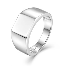 Raymard Mens 925 Sterling Silver Signet Rings, 9MM High Polished Rings for Men, Size 9-Silver