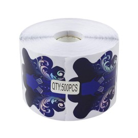 Finger Angel 500Pcs Nail Form, Shiny Color Nail Art Guide Stickers for Acrylic UV Gel Nail Tips Manicure Extension Tool (1 Roll / 500 PCS - Blue)