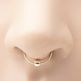 Gold Faux Septum Jewellery 3 mm Pearl Septum Fake Jewellery Clip-On Septum Ring