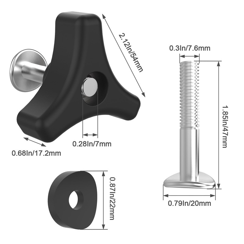 2-Pack Lawn Mower Handle Knob Nut Bolt Kit – Triangle