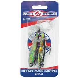 Luck E Strike Mirror Image Darting (3 Inch) Shad Soft Plastic Minow Lure with Pulsating Tail, Black Holographic, 2 Pack