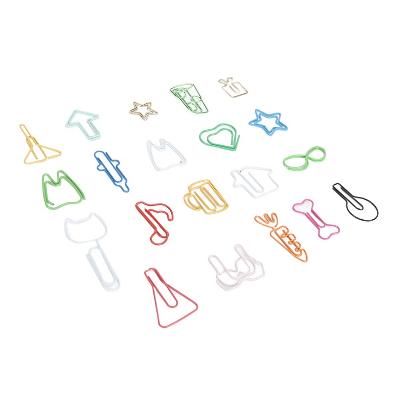 100Pcs Cute Paper Clips 20 Shapes Adorable Fun Metal Paper