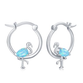 Cuoka - arete de plata de ley 925 con diseño de serpiente, flamenco, tortuga, delfín/búho/narwhal, para verano, hawaiano, playa, océano, hipoalergénicos, lindos, joyas, regalo de cumpleaños, graduación, para mujeres y niñas, orejas sensibles, Plata de le