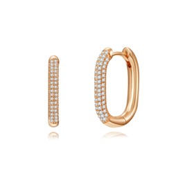 WSKFLY 14K Gold Plated Cubic Zirconia Hoop Earrings,Three Row Diamon | Arrows | Double Row of Diamonds Huggie Earrings for Women, general, Cubic Zirconia, Cubic Zirconia