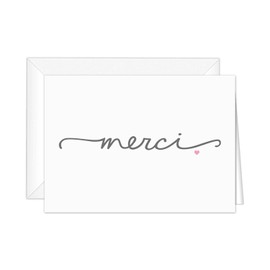 Merci Thank You Note Card Pack / 36 Merci Greeting Cards With White Envelopes / 4 7/8" x 3 1/2" All Occasion Appreciation Blank Cards/Made In Canada