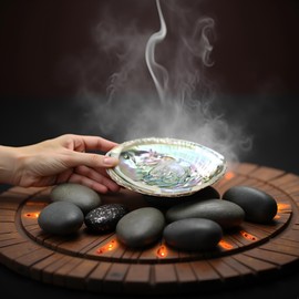 1 x Colorful Large Abalone Bowl 4-4.5 Inch Natural Smudge Bowl for Burning Sage and Incense Shells Decorating and Displaying Incense Holders