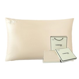 CANNONG 100% Mulberry Silk Pillowcase for Hair and Skin - Soft, Luxurious, Hypoallergenic, Breathable, and Smooth Pillow Cover for Beauty Sleep (Champagne, Queen (U.S. Standard) – 20" x 30")