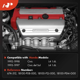 A-Premium Exhaust Manifold Kit W/Gaskets, Nuts, Studs & Heat Shield [1.6L] Compatible with Honda Civic 1992-1998, Civic del Sol 1993-1997, Replace# 18100-P08-000, 18100-P2J-000