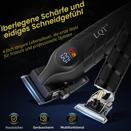 LQT Hair Clippers & Trimmers for Men, Professional Cordless 4-in-1 Electric Shaver Set with LED Display, Waterproof Personal Care, Nose Trimmer & T Blade for Bald, Complete Barber