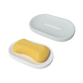 WIFORH 2pcs Diatomite Soap Dish, Stone Soap Holder, Non-Slip and Portable Tray for Bathroom, Shower, Kitchen (Grey & White)