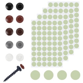 uxcell 540 Pcs Screw Cap Stickers and 100 Pcs Screw Covers, 21mm Self Adhesive PVC Screws Hole Covers Hole Stickers for Furniture Cabinet Shelf Decoration, Light Green