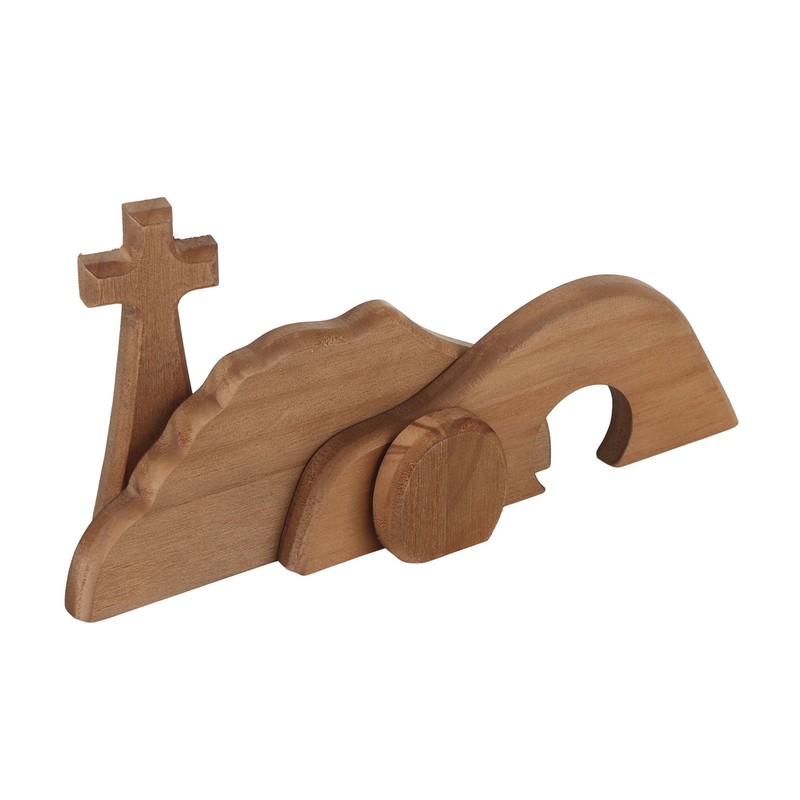 Easter Scene Cross Decoration Wooden Jesus Empty Tomb Statue Easter