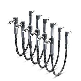 Elebase Guitar Pedal Board Cables 6-Pack, 12 Inch Effects Patch Cable 1/4 Inch Right-Angle Braided Stereo Audio Balanced Cord Shielded TS Copper Male Connector Line for Microphone Amp/Amplifier Mixer