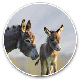 Vinyl Stickers (Set of 2) 30cm - Cute Donkey and Baby Animal 12923
