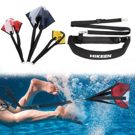 Hikeen Swimming Parachute Resistance Set Training Equipment with 3 Parachute & Adjustable Length Swim Belts for Adults