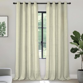Beige Blackout Chenille Curtains 52x96 Inch - Thermal Insulated Room Darkening Drapes with Grommet, Ultra Soft Wrinkle Resistant Noise Reducing Window Treatments for Bedroom Living Room, 2 Panels Set