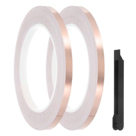 PATIKIL Copper Foil Tape 2 Rolls 1/4" x 82Ft Stained Glass Foil Hand Foiler Soldering Tool Kit for DIY Craft Stained Glass Soldering Electrical Repair, Black