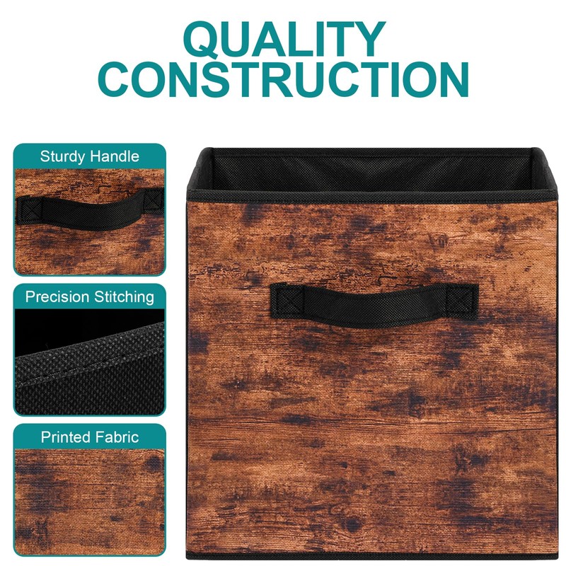 Stero Fabric Storage Cubes, 3 Pack Foldable Storage Bins with