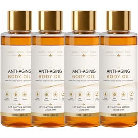 Aceite corporal antiedad, Aceite reafirmante para piel luminosa, Aceites corporales de colágeno, Aceites corporales piel flácida, Masaje hidratante ligero y no graso después de la ducha (4pcs)
