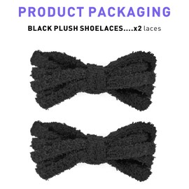 UamGlsob Fuzzy Shoe Laces for Sneakers, 2/5"(10mm) Cute Wide Thick Fluffy Shoelace Strings for Casual Shoes (Black, 54"/140cm)