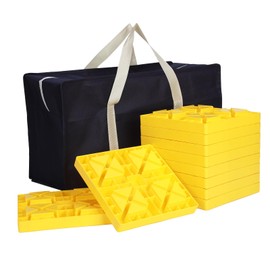 Keltrion Camper/RV Leveling Blocks,10 Packs Suitable for Dual Wheels, Interlocking and Anti-Slip Design with Carrying Bag, Heavy-Duty for Camper Travel Trailer, Yellow