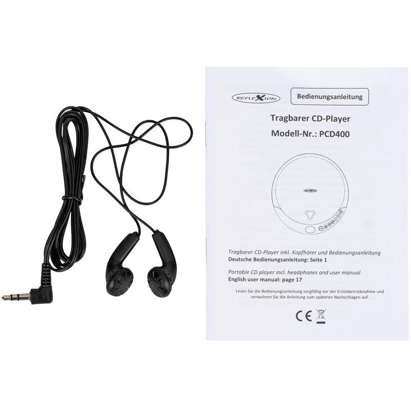 PCD400 Portable CD Player Playback CD CD-R CD-RW with Earphones