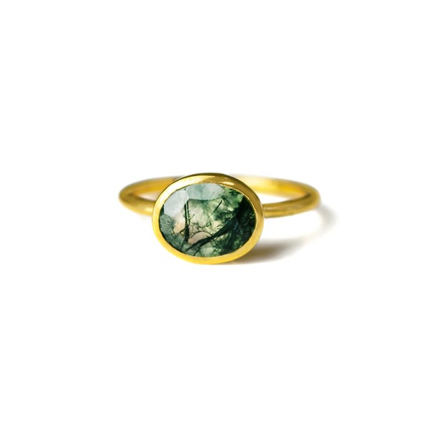 Oval Birthstone Ring Bezel Set in Vermeil Gold, Sterling Silver,