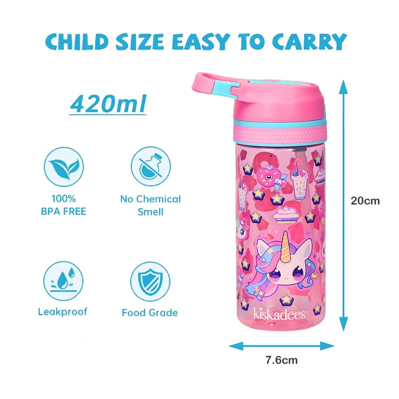 Kids Water Bottle with Straw, BPA Free, Leakproof, Easy Open,