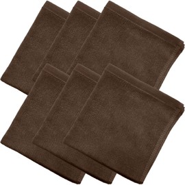 8 Year Towel, Hand Towel, 13.4 x 13.8 inches (34 x 35 cm), 100% Cotton, Thin, Quick Drying, Highly Absorbent, Durable, No Bulk, Coffee, Set of 6