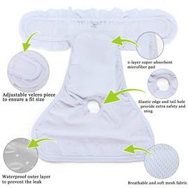 Teamoy 4 Pcs Washable Female Dog Diapers with Ruffles, Incontinence Diaper for Female Dogs, Pink + Yellow + Blue + Green, XL