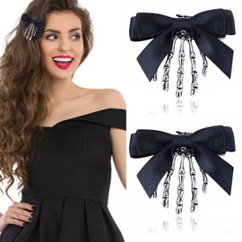 CharmBurst 2 Stück Skelett Hand Haarklammer Mit Schleife, Skull Hair Claw Für Mädchen, Gothic Haarschmuck Spinne Haarspange, Emo Y2K Accessoires, Spider Web Claw Clip