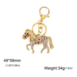 JTTBIGV Cute Animal BlingBling Crystals Keychain Animal Charm Keyring Car Bag Wallet Purse Handbags Cars Key Pendant Decor (Gold Horse)