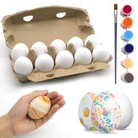 10pcs Wooden Fake Eggs, White Wooden Easter Eggs, DIY Kitchen Pretend Game Food Set, Children's Kitchen Game Toys, Home Decoration Products, Fake Eggs for Home Farm Decoration