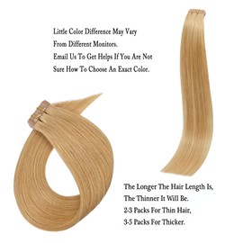 14Inch Honey Blonde Tape in Human Hair Extensions 100% Strawberry Blonde Remy Human Hair Extensions for Women 20 Pcs/Package #27 30g