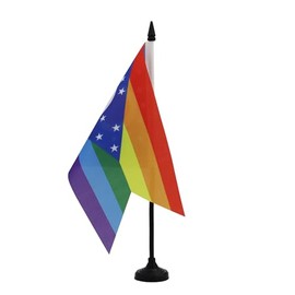 AZ FLAG - Ohio Rainbow Table Flag 8.5 x 5.5 Inch - L'Ohio Gay Small Flag Office 100% Polyester with 25 cm Flag Pole and Black Plastic Base