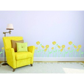 Poppy Field Stencil, 10 x 10 inch - Classic Wild Flowers Border