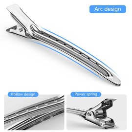 24 Silver Metal Duck Billed Hair Clips Silver for Styling Sectioning, 3.5-inch Rust Resistant Metal Crocodile Skin Roll Hair Clips, Used for Hair Dyeing, DIY Bow Tie, Hair Extensions Salons ,Curls & Long Hair